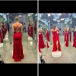 La Femme red lace formal gown. Size 0